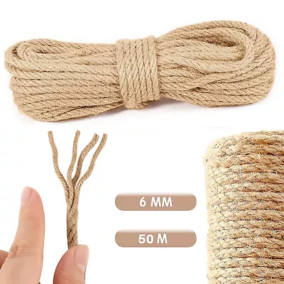 50M Cat Scratching Sisal Rope Cat Scratcher Natural Jute Rope For Scratch Posts • £13.90