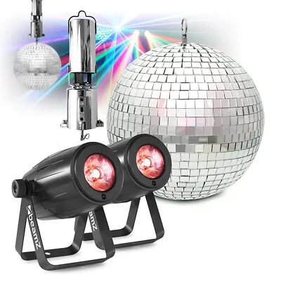 Battery Powered Glitter Mirror Ball 8  Spot Lights Wedding Disco PS12W G007NWS • £190