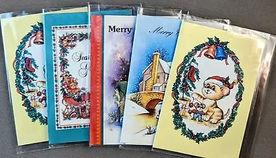 Lot/5 UNUSED POP UP Mini Christmas Greeting Cards W Sleeves VTG RARE HTF • $9.95