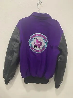 Neff Wool Varsity Jacket Men L Snap Up Texas Junior Livestock Purple & Black • $29.99