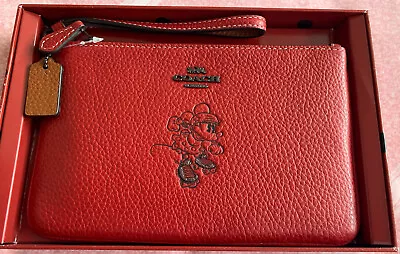 Coach Minni Mouse Wristlet Pursered Leather Ideal Size Fits I Phone free Post. • £63