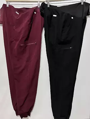 Figs Maternity Zamora Jogger Scrub Pants XL/T Tall Black & Burgundy W20SW2016T • $74.95