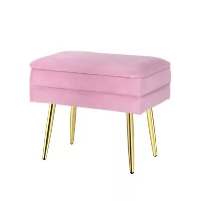 Artiss Ottoman Storage Foot Stool Bench Velvet Stripe Foot Rest Padded Seat Pink • $76.95