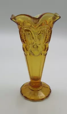 LE Smith Moon & Star Trumpet Bud Vase Amber 6 1/4  Tall • $18.95