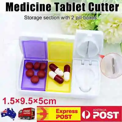 $5.19 • Buy Pill Cutter Box Grinder Medicine Box Tablet Crusher Pill Splitter Storage Case