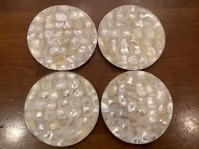 $28.95 • Buy Set Of 4 Abalone Shell Drink Coasters 4” Wide, Felt Backers