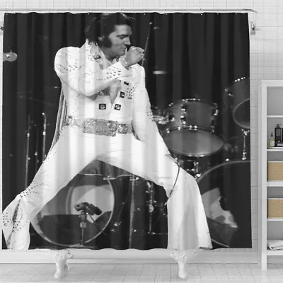 Elvis Presley King Of Rock And Roll Music Classic Shower Curtain Sets • $24.99