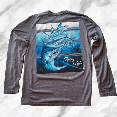 Racks And Reels Long Sleeve T-shirt Beautiful Sailfish On Back • $14.95