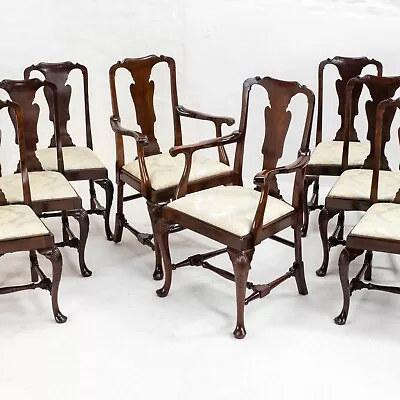 Waring & Gillows Set Of 8 Queen Anne Mahogany Dining Chairs & Carvers C1905 • £1999