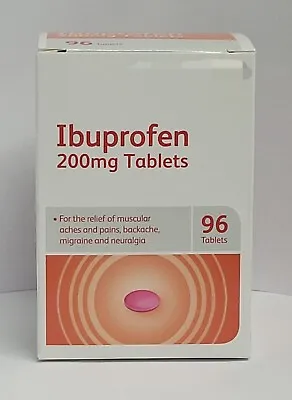 Ibuprofen - 200mg Tablets - Pack Of 96 Tablets-A Strong And Reliable Painkiller- • £4.39