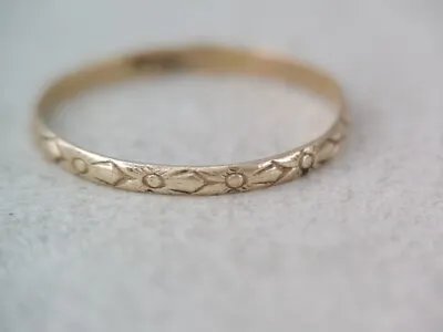 Antique Victorian Solid 10k Gold Floral Baby Band Ring Smaller Then 1 • $65