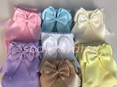 £4.95 • Buy PERFECT PRINCESS Spanish Double Bow Ankle Socks. Baby/Girls/School Uniform