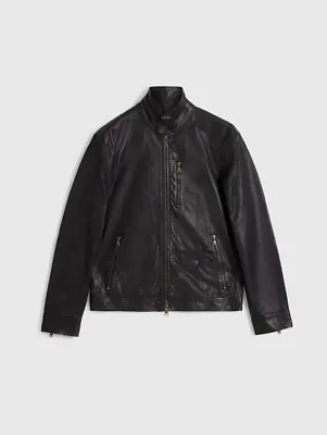 NWT $1898 John Varvatos York Black Leather Jacket Sheep Skin Motorcycle 50 Large • $980