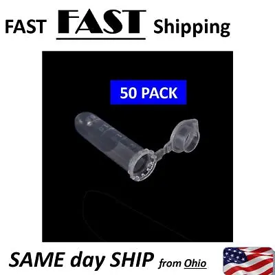 50 PACK -- 2ml Micro Centrifuge Tube Vial Clear Plastic Vials Container Snap Cap • $12.99