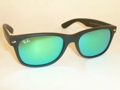 New Ray Ban Sunglasses Matte Black NEW WAYFARER RB 2132 622/19 Green Mirror 52mm • $146.95