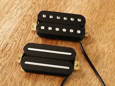 Hot Twin Blade Humbucker Pickup Set Black Alnico 5 Magnets Four Conductor Wired • $36.99