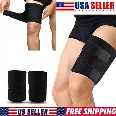 Thigh Brace Compression Sleeve Support Hamstring Upper Leg Adjustable Neoprene • $16.98