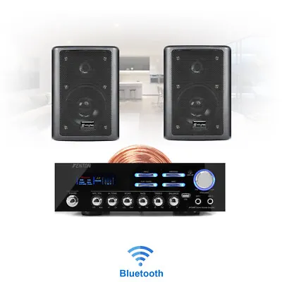 Bluetooth Home HiFi Stereo Wall Mount Speaker & Amplifier Wireless Music System • £145