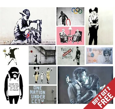 BEST OF BANKSY POSTER OPTIONS A4 Print Home Wall Decor Graffiti Street Artist • £4.49