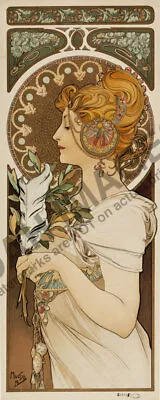 La Flume Vintage Mucha Art Nouveau Poster 15x36 • $9.95