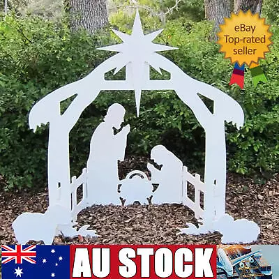  Christmas Nativity Scene Set Outdoor Decoration White PP Lawn Easy Assembly - A • $29.09