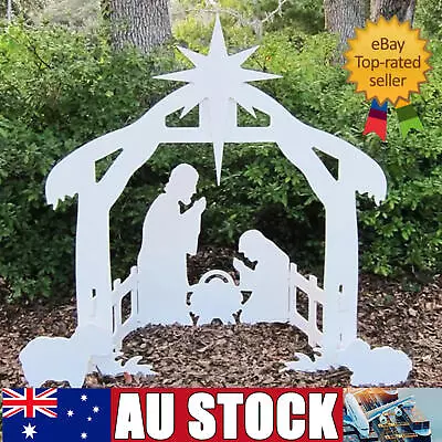  Christmas Nativity Scene Set Outdoor Yard Decor White PP Lawns Easy Assembly AU • $32