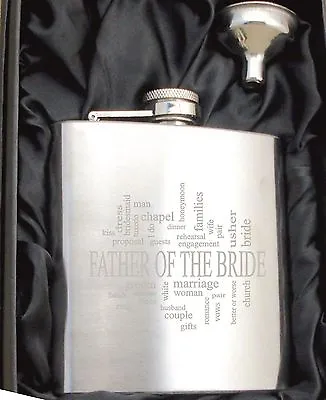 Personalised HF505 Engraved Father Of The Bride 6oz Hip Flask With Gift Box • £6.99