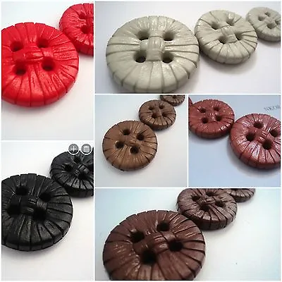 B806-23mm  6pcs UNUSUAL LEATHER LOOKING SOLID ITALIAN PLASTIC 4 HOLE BUTTONS • £3.80