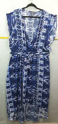 City Chic Plus Size XL Vivid Blue White Short Sleeve Crossover Style Maxi Dress • $26