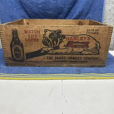 Vintage 1937 Hanley’s Beer Wood Crate Peerless Ale Bull Dog Providence • $329.95