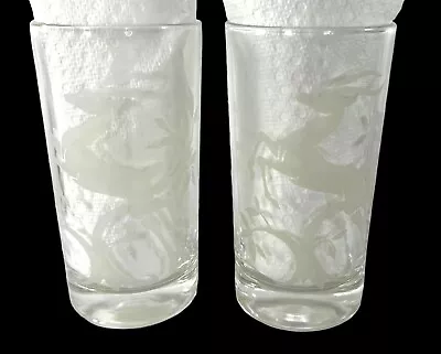 Federal Glass Vintage MCM White Gazelle 5” Barware 10 Ounce Glasses Set Of 2 • $14.97