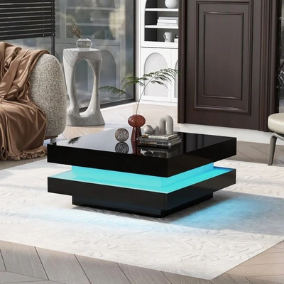 $345.67 • Buy Modern Minimalist Square Coffee Table With LED Lighting