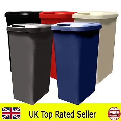 45 Litre Touch Top Kitchen Bin Rubbish Paper Waste Can Dustbin Rectangle Plastic • £15.99