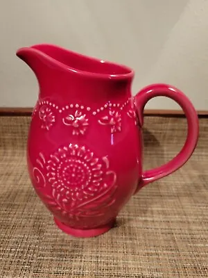 Vera Bradley Sunflower Ceramic Pitcher Sadek Imports J. Willfred Red • $27.99