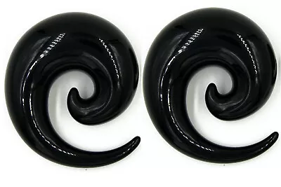 Pair Black Spirals Ear Plug Crescent Tapers Pinchers Horseshoes Gauges 10mm-24mm • $17.49