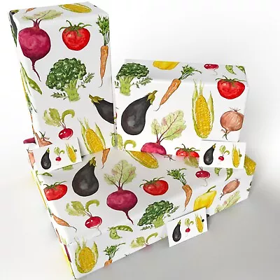 £5.95 • Buy Vegetables - 3 Sheets & Tags - 100% Recycled Birthday Gift Wrapping Paper