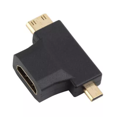 3 In 1 HDMI Female To Mini HDMI Male + Micro HDMI Male Adapter Connector Black • $1.09