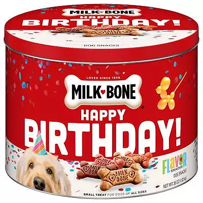 Milk-Bone Flavor Snacks Dog Birthday Treats Small Biscuits 36 Oz Tin Dog Treats • $17.08