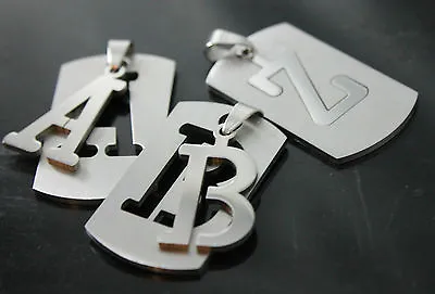 £1.99 • Buy DOG TAG ARMY Pendant A To Z Stainless Steel Initial Letter Necklace Military