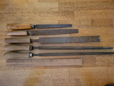 $15 • Buy Lot 5 Vintage Wooden Handle Files Rasps 2 Nicholson Bastard, 1 Super-Shear