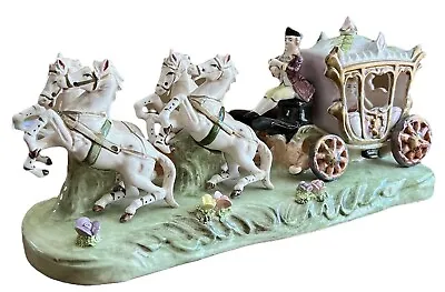 Vtg Capodimonte Italy Horse Drawn Cinderella Carriage Stamped ***read Condition* • $89.98