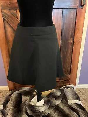 LOFT Petite Black Flared Mini Skirt Gold Zipper - Size 2 • $7