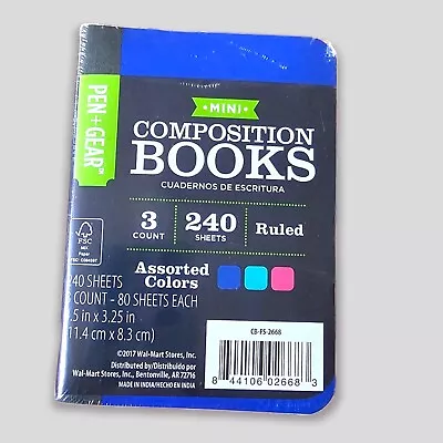 3 Pack Mini Composition Book-  240 Sheets Total  4.5 In X 3.25 In. • $8