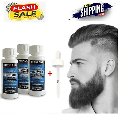 3 PACK Beard & Hair Growth Treatment 5% Minoxidil Supply For Men!! Best Product. • $26.92