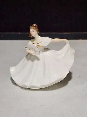 Royal Doulton Elaine Figurine HN 3900 Peggy Davies White Gold Trim Lady Dancing • $24.95