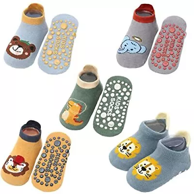  Baby Socks With Grippers 5 Pairs Toddler Kids Cartoon Floor Ankle 1-3T Stlye A • $26.19