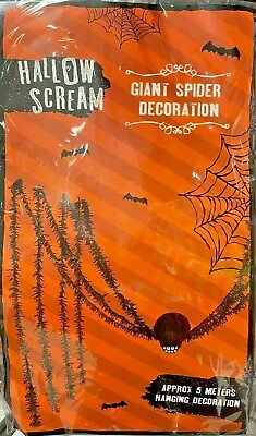 Giant 5m Spider Halloween Decoration Hanging Haunted House Party Decor • £8.25