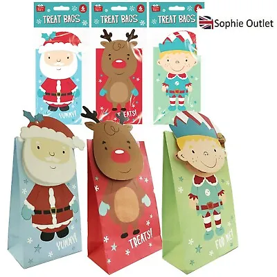 Christmas Treat Bags 3D Design Festive Candy Sweets Loot Bags Santa Elf Gifts UK • £3.39