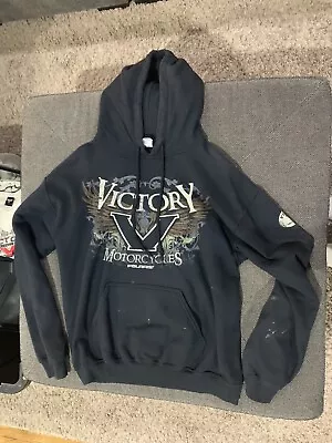 Vintage Victory Motorcycle Polaris Hooded Hoodie Sweatshirt Mens Size M Vtg • $29.99