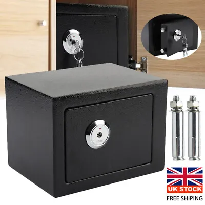Security Box 4.6L Deposit Money Cash Jewelry Home Safety Locker W/ Keys Black UK • £26.47